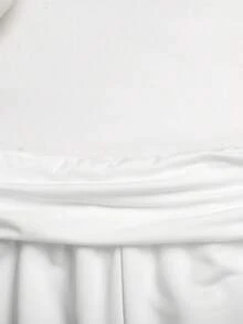 SHEIN Celana Jogging Kasual Longgar Putih dengan Pinggang Berkerut untuk Remaja Perempuan - Putih - View 3