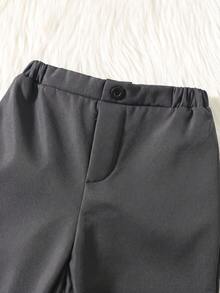 Young Boys Casual Plain Straight Fit Fleece Lined Pants For School, Garden, Birthday, Fall, Halloween, Christmas, Thanksgiving, Autumn Winter Season Girls Winter Pantsgirls Fleece Lined Pants - Dark Grey - View 6