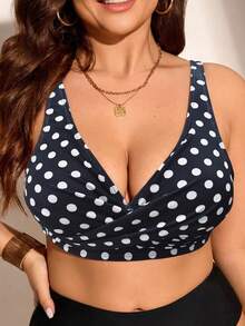 SHEIN Swim Curve 大尺碼女款一件式條紋印花休閒時尚泳衣上衣 - 黑與白 - 查看 4