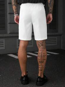 SLATEMANN Men's Summer Casual Versatile Solid Color Shorts - White - View 2