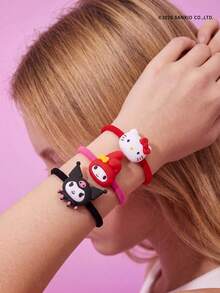 HELLO KITTY AND FRIENDS | POKOJA LAND Collaboration 3pcs Cute Cartoon Elastic Hair Ties, Adorable Cartoon Print, Good Elasticity Without Pulling Hair. Great For Daily Wear, Back To School, Valentine's Day, Mother's Day, Birthday Party, New Year As A Sweet Little Gift, Cute And Practical - Red - View 1