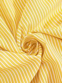 Rusticease Plus Size Women's Striped Casual Versatile Everyday Outing Shirt - Mustard Yellow - View 5