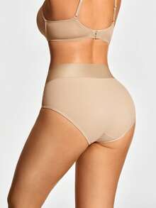SHAPORA Plus Size Shaping High-Waisted Brief Shapewear Short Body Shaper Butt Lifter-Tummy Waist Control, Panty - Apricot - View 2
