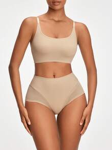 SHAPORA 女士單色網眼塑身內衣套裝 - 卡其色 - 查看 6