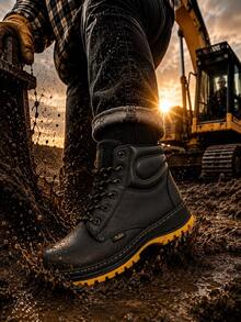 Genuine Leather Pleg Working Boot With Steel Helmet - amarillo con negro - View 2