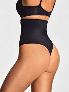 SHAPORA Prenda moldeadora de unicolor de cintura alta y sin costuras para mujer - Negro - Ver 2