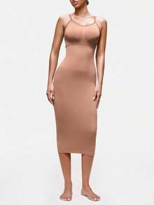 SHAPORA 1pc Women's Sleeveless Bodycon Dress - Brown - View 5