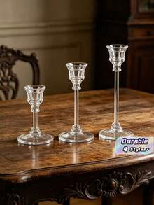 3/6/9/12Pcs Acrylic Candlestick,Romantic Tabletop Decorations, Suitable For New Year's, Valentine's Day, Weddings, And Banquet Center Decorations, Home And Hotel Decorations, And Birthday Gifts. - one-size - View 1