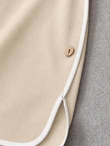 EMERY ROSE Camisa casual de verano talla grande con ribete de bloques de color - Albaricoque - Ver 5