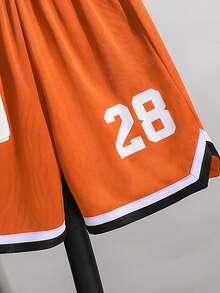 SHEIN Kids 2pcs/Set Tween Boy Casual Sports College Street Cute Vacation Cardigan With Letter Pattern Baseball - Orange - View 7