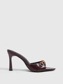 CUCCOO SZL Sandalias de tacón alto con hebilla y punta cuadrada para mujer, adecuadas para ir al trabajo, citas, fiestas y otras ocasiones, zapatos de primavera para el Día de San Valentín, tacones para baile de graduación, zapatos de verano - Marrón oscuro - Ver 2
