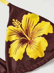 SHEIN MOD Women's Floral Print Swimsuit Set - Brown - View 6
