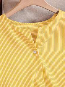 Rusticease Plus Size Women's Striped Casual Versatile Everyday Outing Shirt - Mustard Yellow - View 6