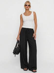 Avantive Women's Solid Color All-Match Versatile Drawstring Loose Casual Long Pants 2pcs - Multicolor - View 9