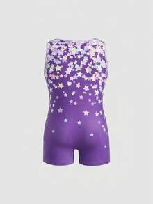 SHEIN Rompi Olahraga Kasual untuk Anak Perempuan dengan Leher Bulat dan Motif Bintang Lima, Cocok untuk Aktivitas Sehari-hari. - Purple - View 5