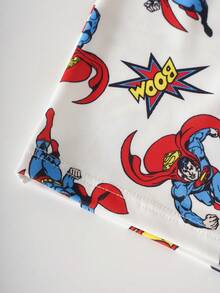 SUPERMAN X SHEIN Men's Cartoon Print Comfortable Casual Boxer Shorts - Black and White - View 7
