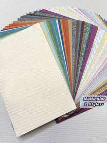 Colección de Cartulina Perlada A6/A5 50 Hojas de Cartulina sin Repetición Disponible en una Variedad de Patrones Excelente para Scrapbooking, Invitaciones, Notas de Agradecimiento - Multicolor - Ver 1