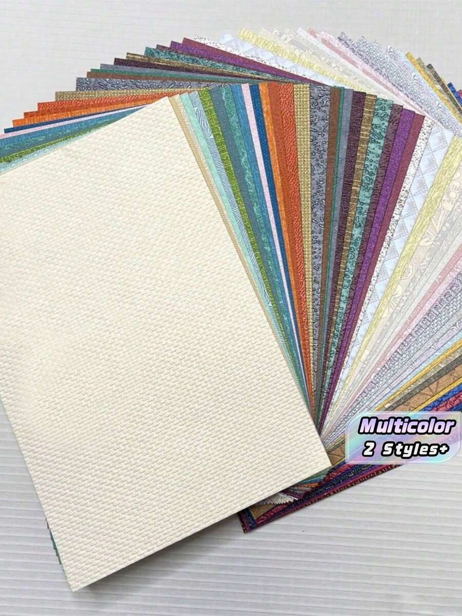 Colección de Cartulina Perlada A6/A5 50 Hojas de Cartulina sin Repetición Disponible en una Variedad de Patrones Excelente para Scrapbooking, Invitaciones, Notas de Agradecimiento - Multicolor - Ver 1