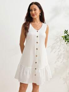 SHEIN Maternity Summer Casual Nursing Dress For Before And After Childbirth - White - View 3