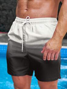 Manfinity KASUA Men's Drawstring Waist Gradient Color Casual Vacation Beach Shorts, Holiday - Multicolor - View 3