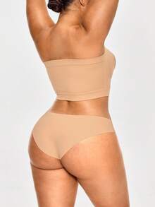 SHAPORA Plus Size Seamless Strapeless Shapewear Top Bandeau Bust Lifter - Apricot - View 7