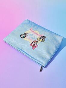 FanGlow THE POWERPUFF GIRLS X SHEIN 甜美可愛花朵、泡泡、毛茛花紋便攜式化妝包、零錢包、旅行袋 - 彩色 - 查看 8