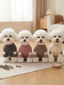 PETSIN 1 款全新秋冬宠物连帽衫，心形设计，适合泰迪犬、贵宾犬、约克夏梗犬等小型犬。 - 彩色 - 查看 2