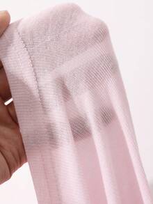 Dazy Plus Solid Color Large Scoop Neck Half-Open Placket Long Sleeve T-Shirt Spring/Summer - Baby Pink - View 5