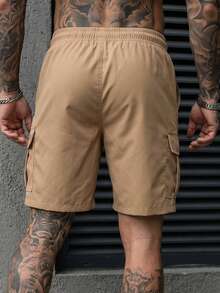 Manfinity Homme Pantalones cortos cargo para hombre de unicolor con cintura elástica, cordón y bolsillos - Multicolor - Ver 7
