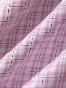 DAZY Solid Color Turn Collar Slim Fit Short Sleeve White Women's Shirt - Watermelon Pink - View 3
