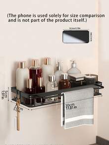 1-Piece Bathroom And Kitchen Storage Rack, Towel Rack, Shampoo And Cosmetic Storage Box, Shower Head Shelf, Sink Drain Rack - Black - View 5