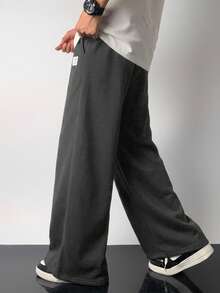 SHEIN Tween Boy Pocket Patchwork Casual Versatile Daily Wear Sweatpants - Dark Grey - View 4