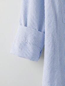 SHEIN CURVE+ 大尺碼女款春夏時尚休閒寬鬆舒適日常基本百搭顯瘦 - 淺藍色 - 查看 3