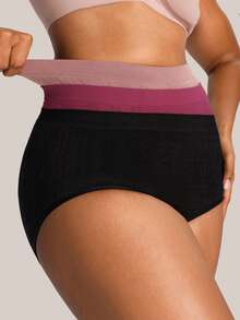 Barelissa 3PCS Women Comfy Stretch High Waisted Seamless Full-Coverage No Roll Down Plus Size Briefs - Multicolor - View 6