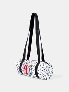 SpongeBob SquarePants | SHEIN 1pc Versatile Letter & Cartoon Pattern Shoulder Bag Suitable For College Students, Formal Events, Parties, And Daily Outings - Pearl White - View 4