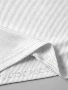 Manfinity Dauomo Men's Summer Solid Color Ribbed Round Neck Casual Tank Top - White - View 5