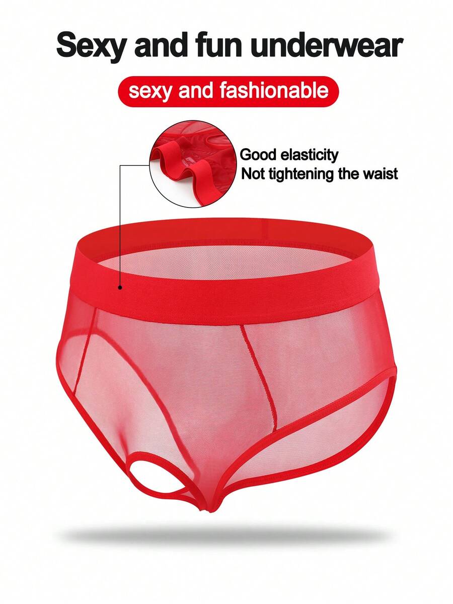 DrisQ DrisQ Celana Dalam Segitiga Merah Jala Transparan Seksi untuk Pria dengan Warna Kontras - Merah - View 1