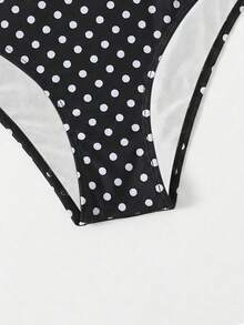 SHEIN Swim 1件波點印花性感比基尼泳褲 女款，海灘度假 - 彩色 - 查看 4