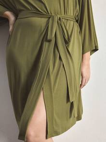 Ocili Jubah Santai Ukuran Besar yang Sangat Lembut, Halus & Bernapas, Cocok Dipadukan dengan Semua Pakaian Dasar - Dark Green - View 5