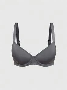 SHAPORA 3pcs Spaghetti Strap Solid Color Bras & Wireless Bras (Red + Dark Grey + Blue) - Multicolor - View 16