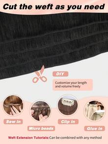 Seamless Natural Blending Jet Black 100g Sew In Hair Extensions Real Human Hair Black 22inch Remy Double Weft Hair Extensions For Volume And Length - S1 - View 3