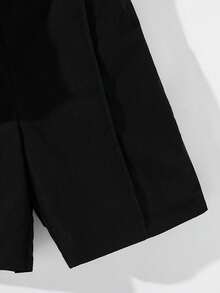 SHEIN 青少年男孩休閒短袖V領上衣與短褲套裝 - 藏蓝色 - 查看 3