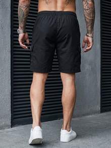 Manfinity Homme Pantalones cortos cargo para hombre de unicolor con cintura elástica, cordón y bolsillos - Multicolor - Ver 6