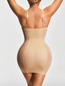 SHAPORA Shaping Underwire Cupped Shapewear Slip Dress Body Shaper Bust& Butt Lifter-Tummy Waist Thigh Control - Apricot - View 2
