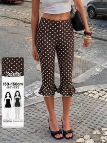Sinnesro Women's Printed Simple Pants For Daily Wear Ruffle Pants Striped Pants Women's Capris - Brown - View 2