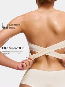 SHAPORA Women's Wireless Bra With Removable Pads - Beige - View 1