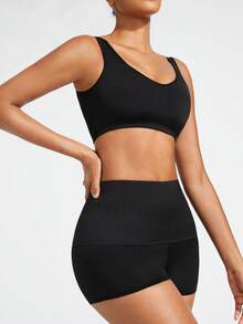 SHAPORA Women's Crop Top & Skirt & Body Shaper Set - Black - View 11