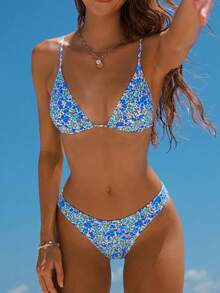 Swim Basics 女士夏季沙灘小花卉露背連身泳裝，隨機印花款 - 彩色 - 查看 1
