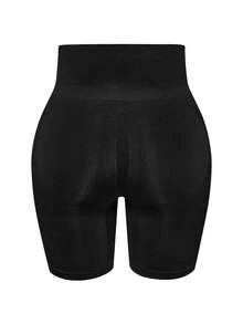 SHAPORA Fondo de ropa interior moldeadora de unicolor de cintura alta, versátil y casual para tallas grandes - Negro - Ver 8