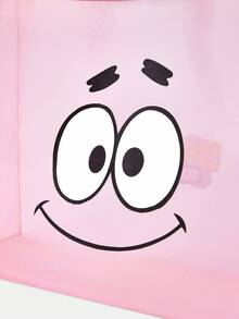 SpongeBob SquarePants | SHEIN 粉色網格托特包，印花圖案，大容量，方便攜帶，適合度假、旅行、購物 - Sugar Pink - 查看 5